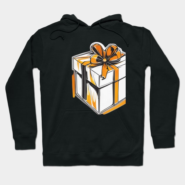 Vibrant Orange Bow Gift Box Design No. 1011 Hoodie by cornelliusy